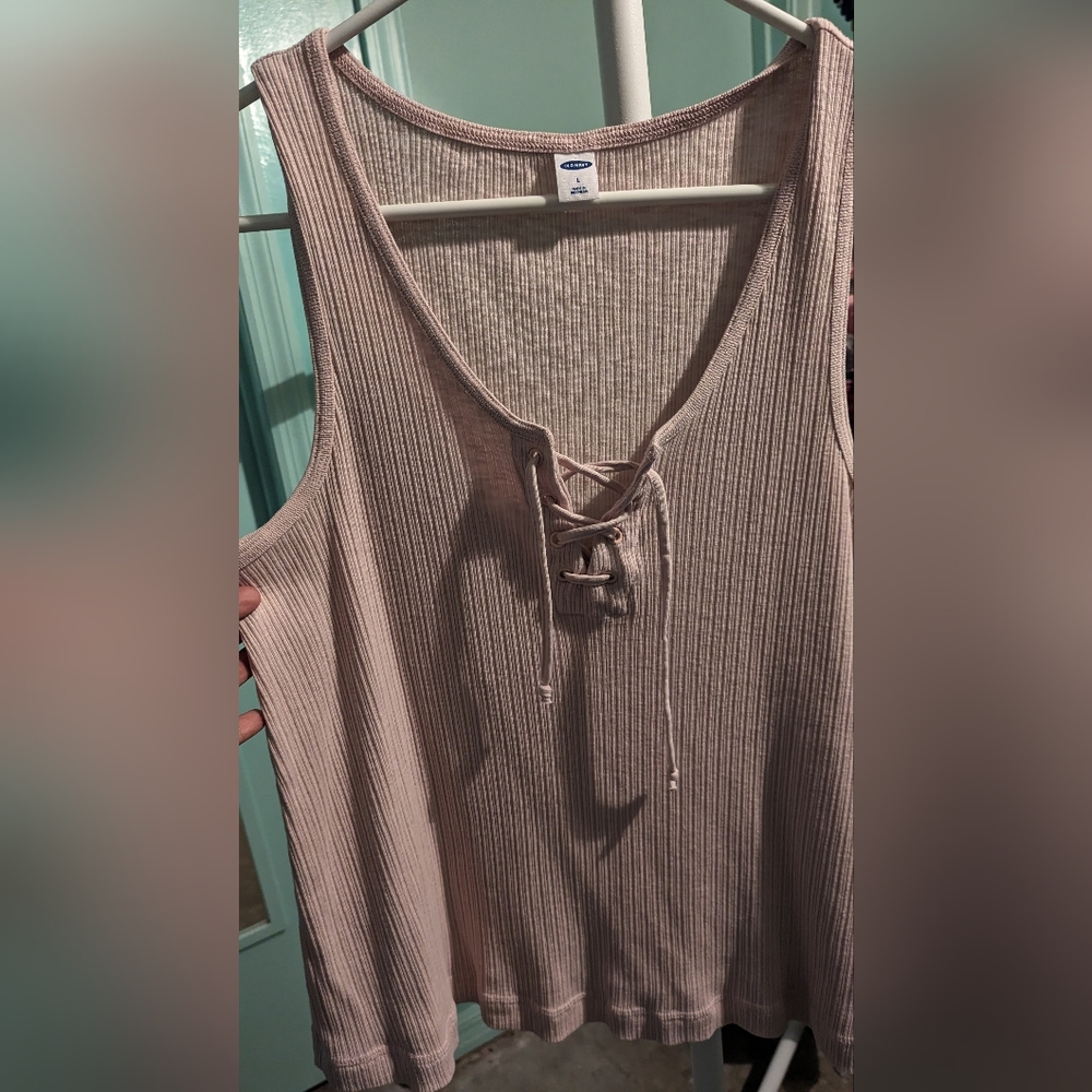Old Navy light pink tank with lace up bust size large